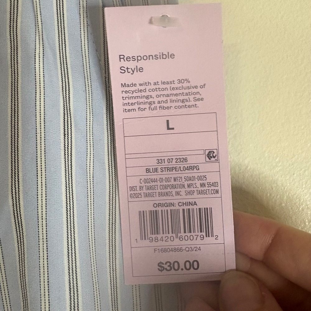 Women's Large Wide Leg‎ Pants Target Blue Striped Tie Detail High Waist New - Picture 7 of 9